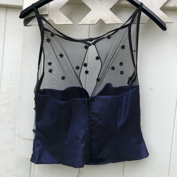 Vintage Dark Blue Grunge Corset Prom Top - Picture 2 of 4